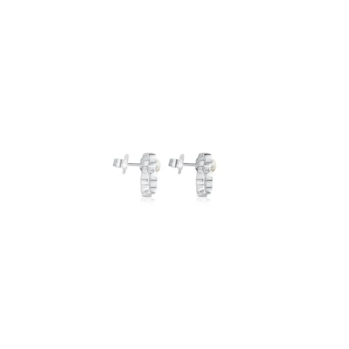 Silver TOUS Silueta Earrings with Pearl 1,4cm
