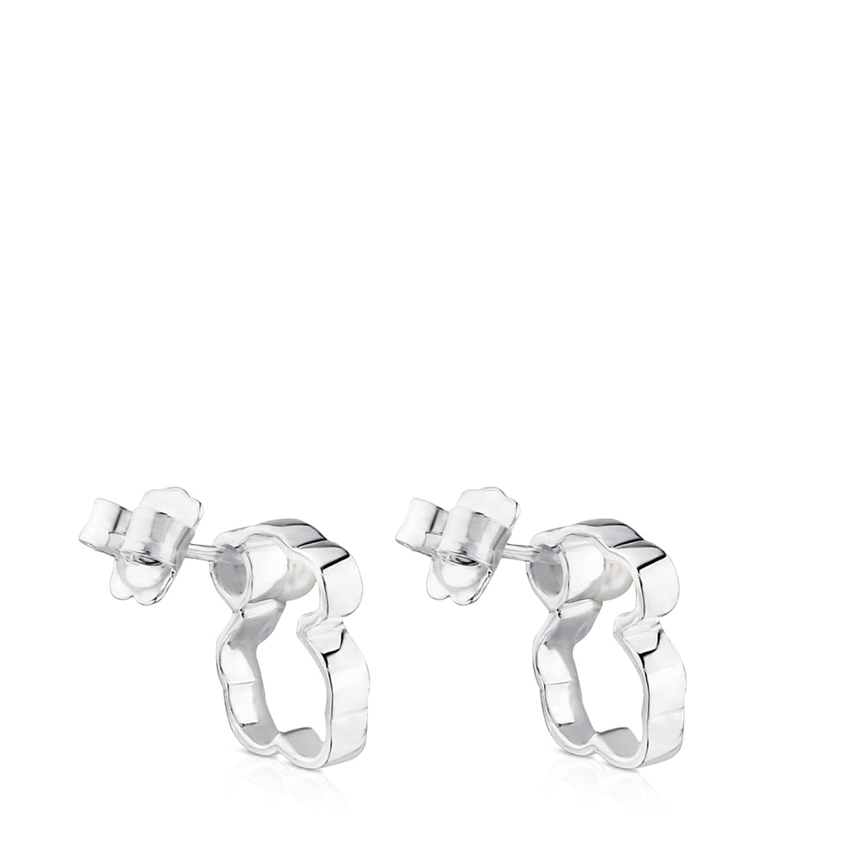 Silver TOUS Silueta Earrings with Pearl 1,4cm