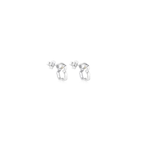 Silver TOUS Silueta Earrings with Pearl 1,4cm