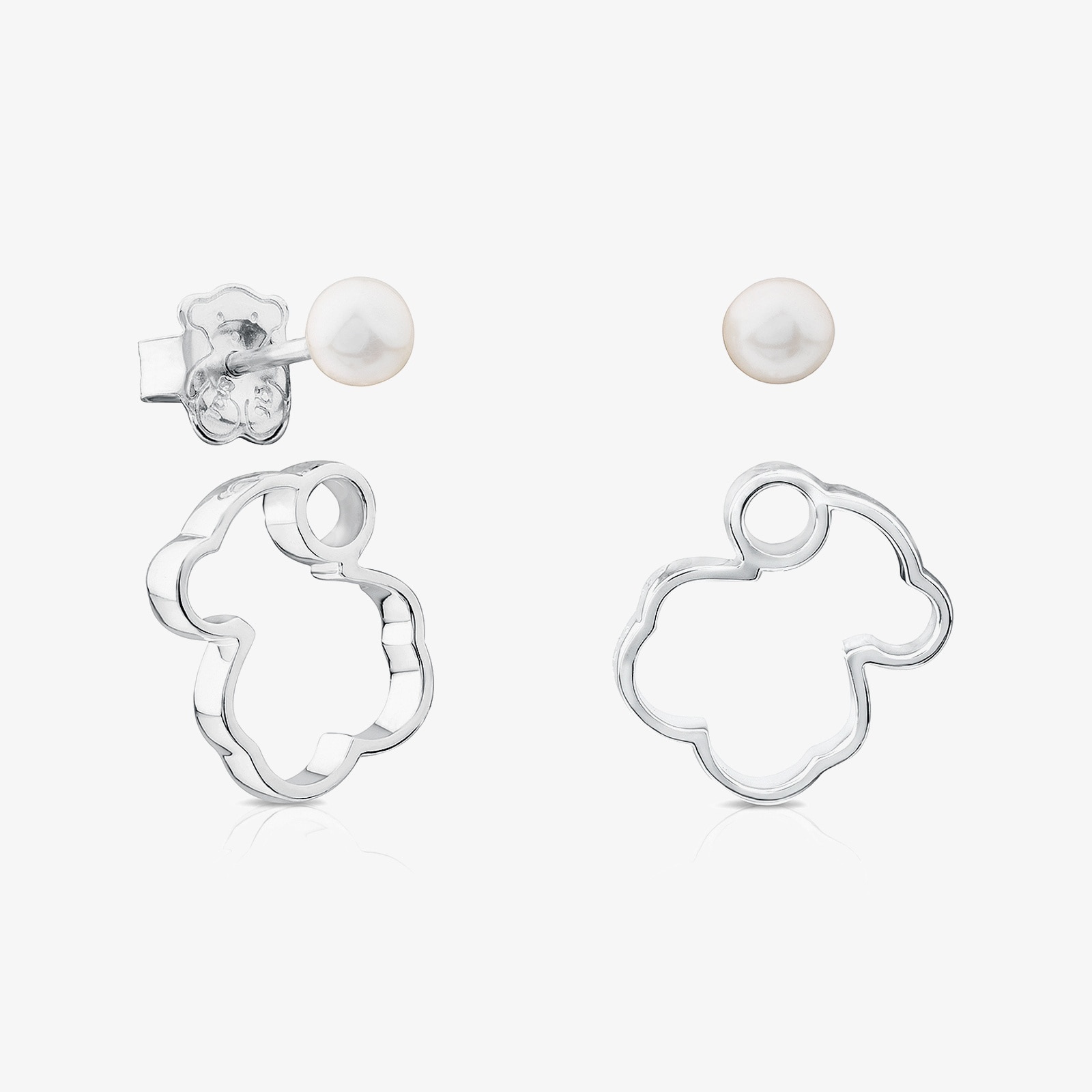 Silver TOUS Silueta Earrings with Pearl 1,4cm.