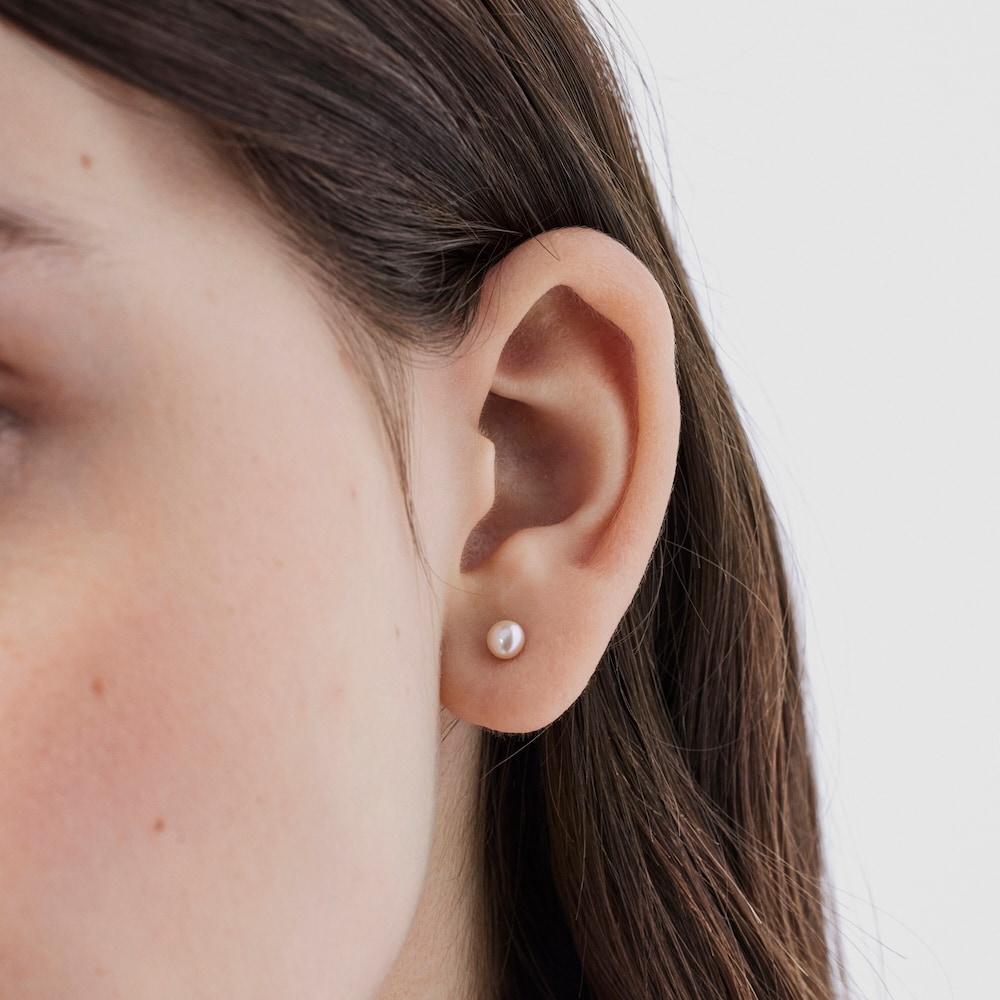 Pendientes de plata con perla cultivada 1,4cm Silueta