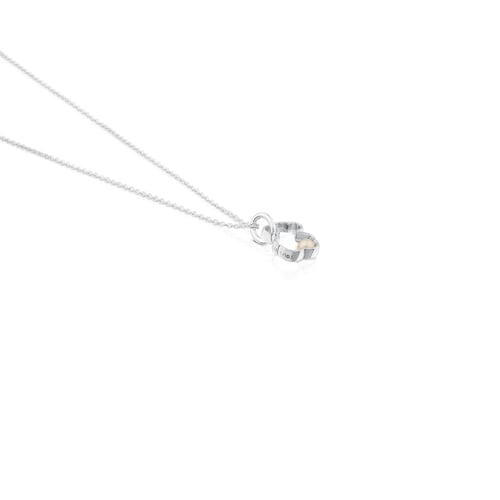 Collar de plata con perla cultivada motivo silueta oso Silueta