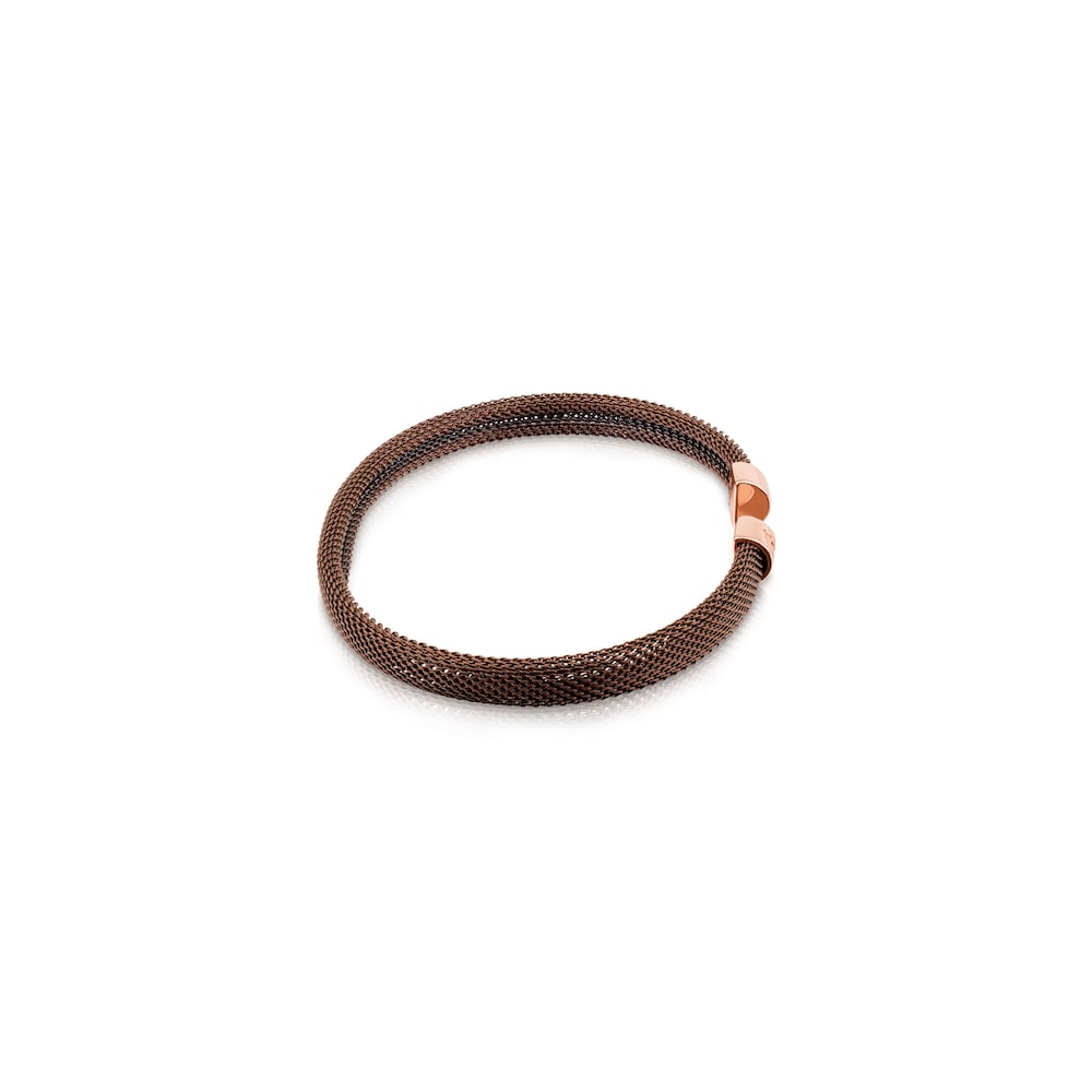 Pulsera TOUS Papa de acero con ba&ntilde;o de oro rosa 18 kt sobre plata