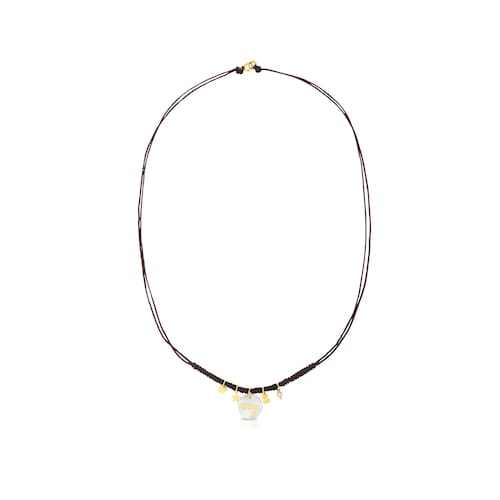 Collar TOUS Mama de Oro con N&aacute;car, Perla y cord&oacute;n en color marr&oacute;n