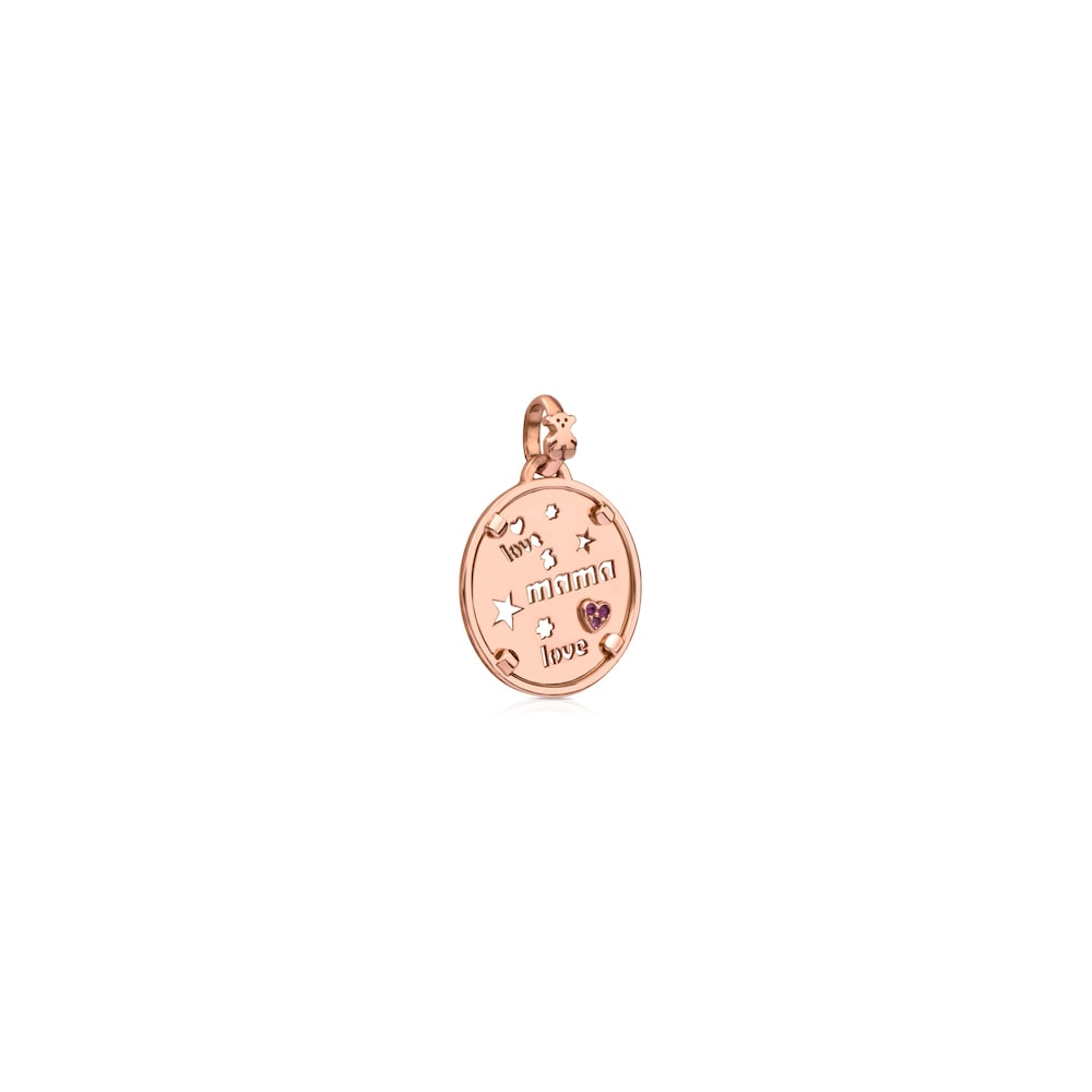 18K rose gold vermeil pendant medal with ruby TOUS Mama