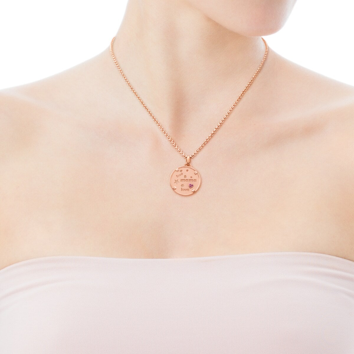 Rose vermeil silver pendant medal with ruby TOUS Mama