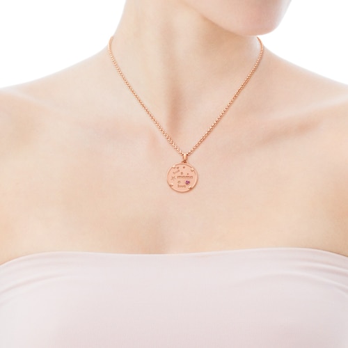 Rose vermeil silver pendant medal with ruby TOUS Mama