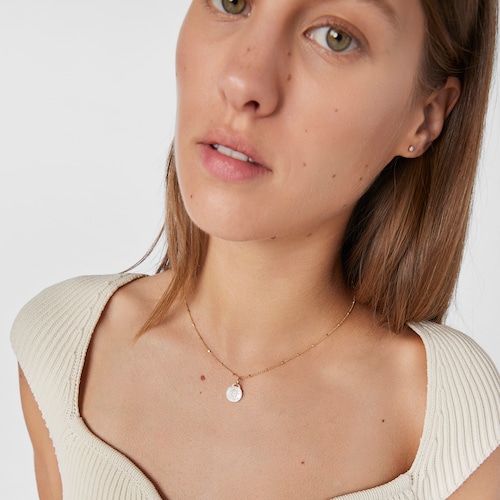 Gold Devocion Maria Pendant with Mother-of-Pearl