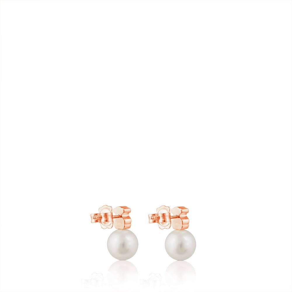 Rose Vermeil Silver Hiper Micro Earrings with Pearl