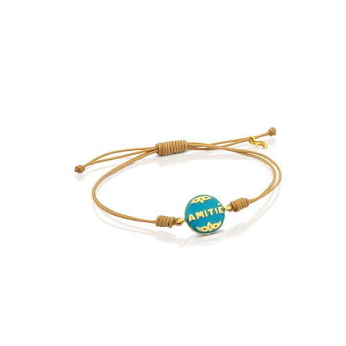 Pulsera Tanuca con ba&ntilde;o de oro 18 kt sobre plata con Esmalte azul