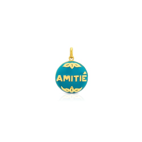 18K gold vermeil Tanuca Pendant with blue Enamel