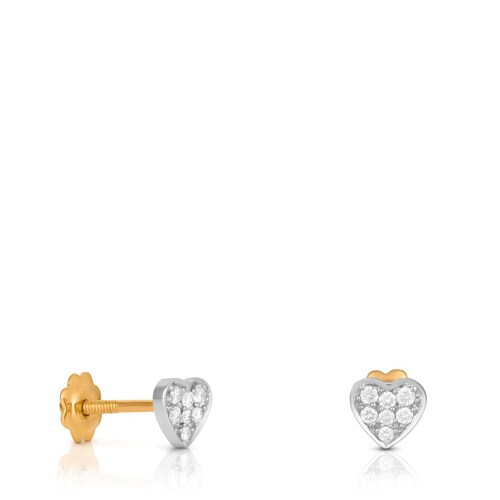 18K White and 18K solid gold Gold Valentine's Day Earrings with Diamond image number 0