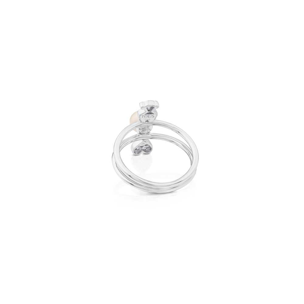 Anillo Puppies de Oro blanco con Diamantes y Perla Anillo Puppies de Oro blanco con Diamantes y Perla