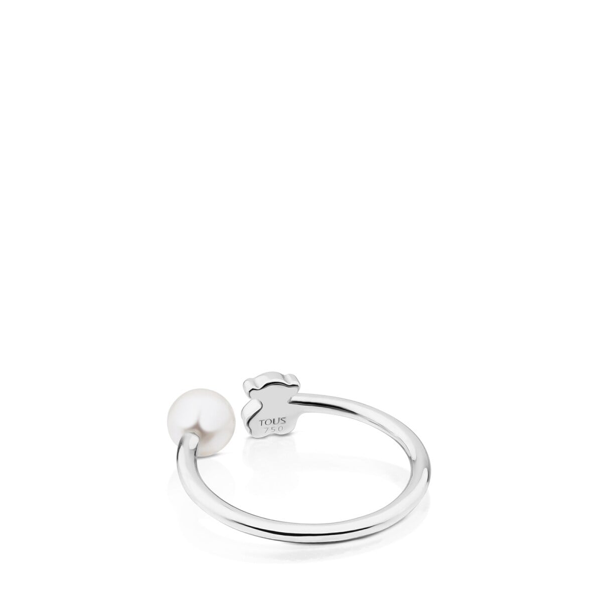 Anillo de oro blanco con diamantes y perla cultivada Puppies