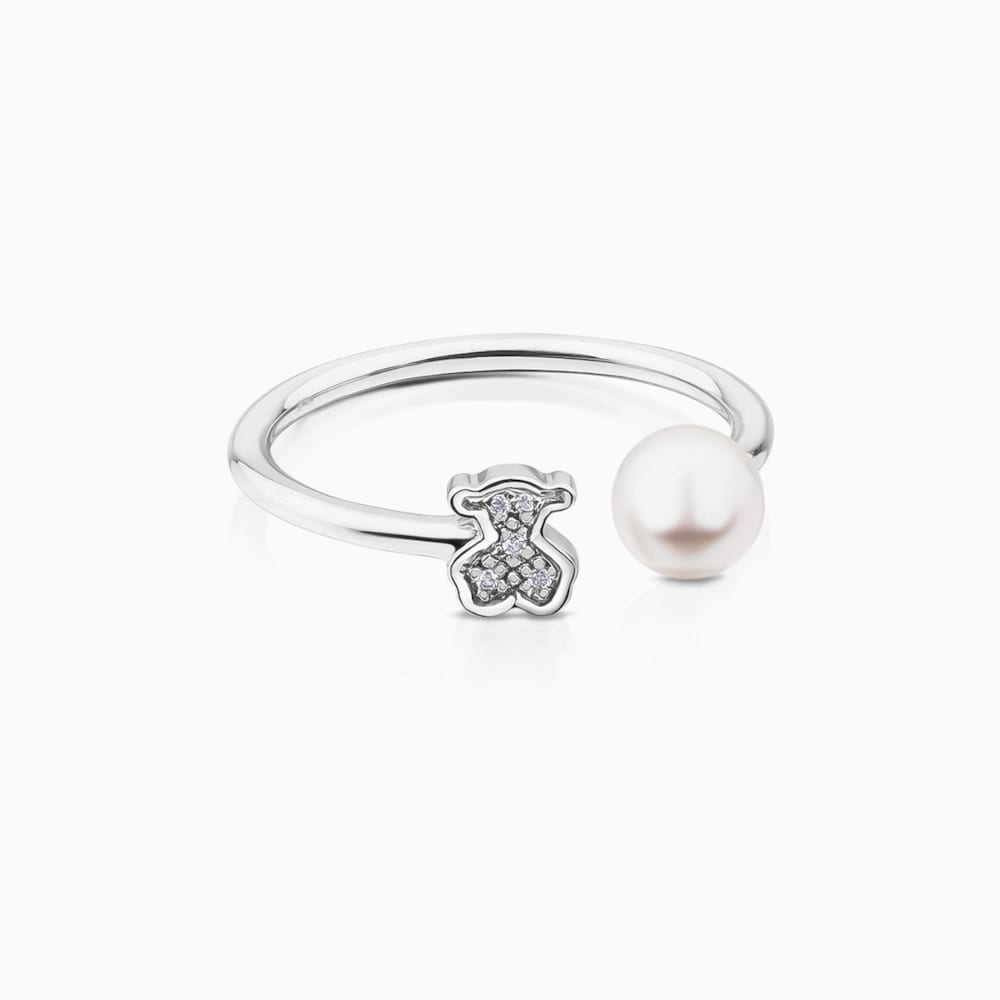 Anillo Puppies de Oro blanco con Diamantes y Perla