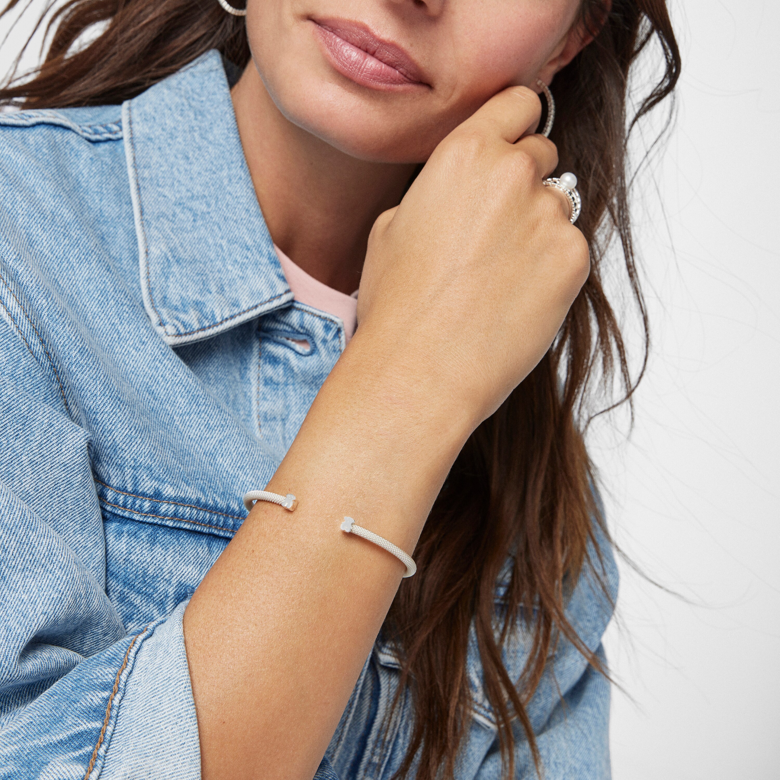 Silver TOUS Mesh Bracelet Bear motif