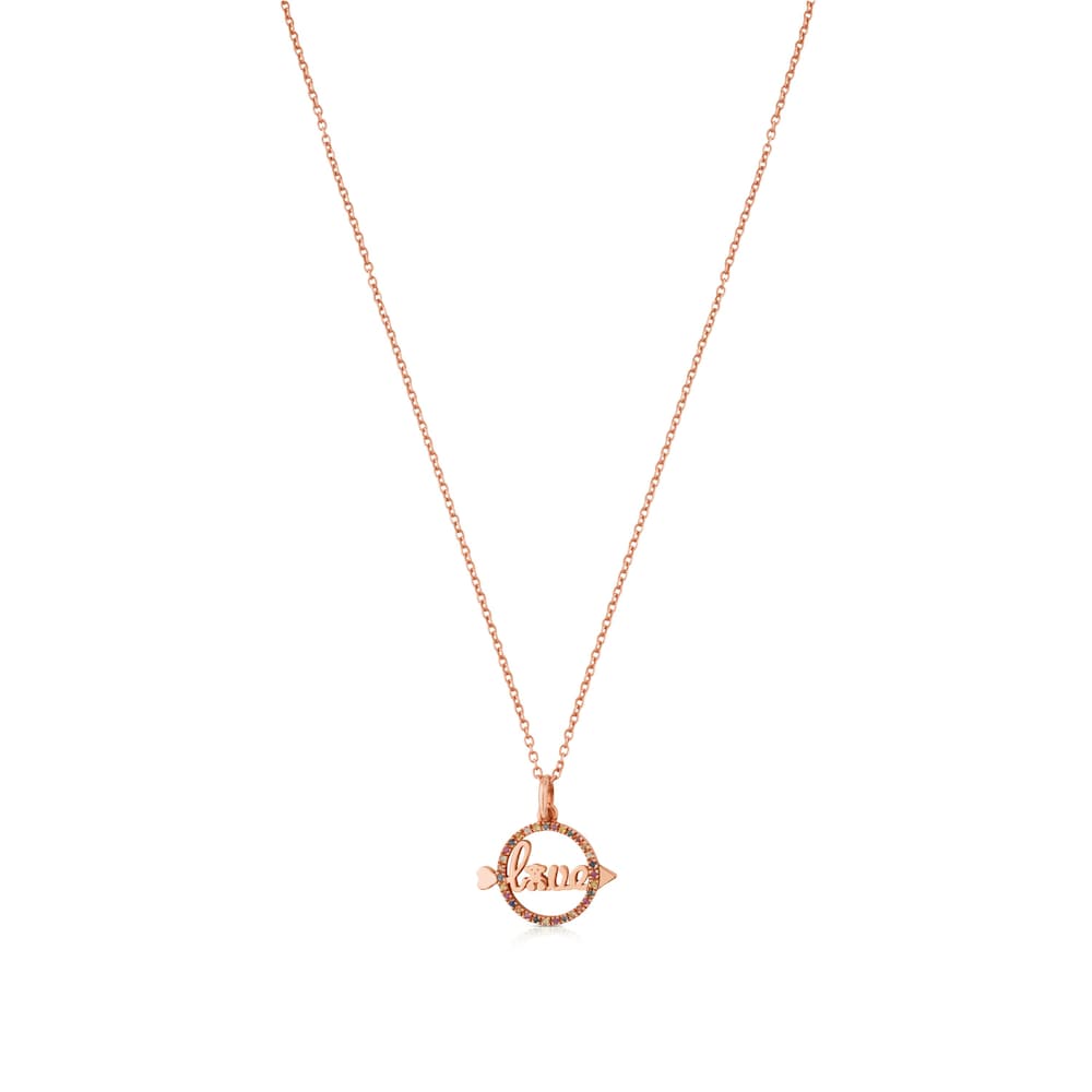 Rose 18K gold vermeil San Valentin Necklace with Sapphire