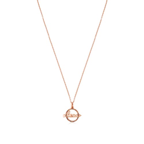 Rose Vermeil Silver San Valentin Necklace with Sapphire