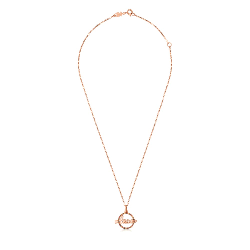 Rose 18K gold vermeil San Valentin Necklace with Sapphire