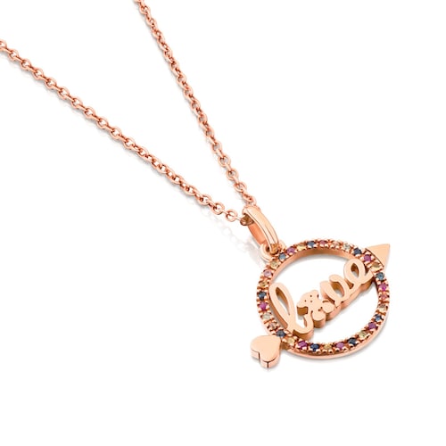 Rose Vermeil Silver San Valentin Necklace with Sapphire