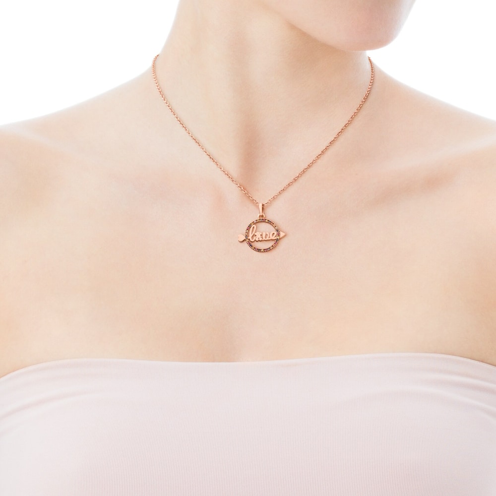 Rose 18K gold vermeil San Valentin Necklace with Sapphire