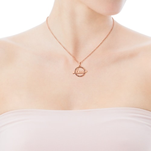 Rose Vermeil Silver San Valentin Necklace with Sapphire