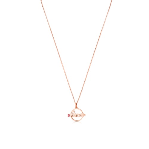 Rose Vermeil Silver San Valentin Necklace with Ruby  image number 0