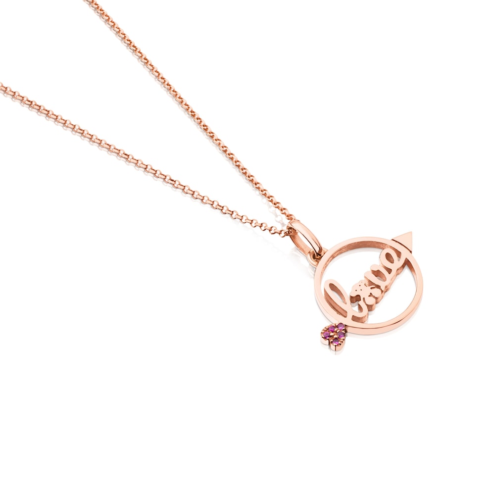 Rose Vermeil Silver San Valentin Necklace with Ruby Rose Vermeil Silver San Valentin Necklace with Ruby