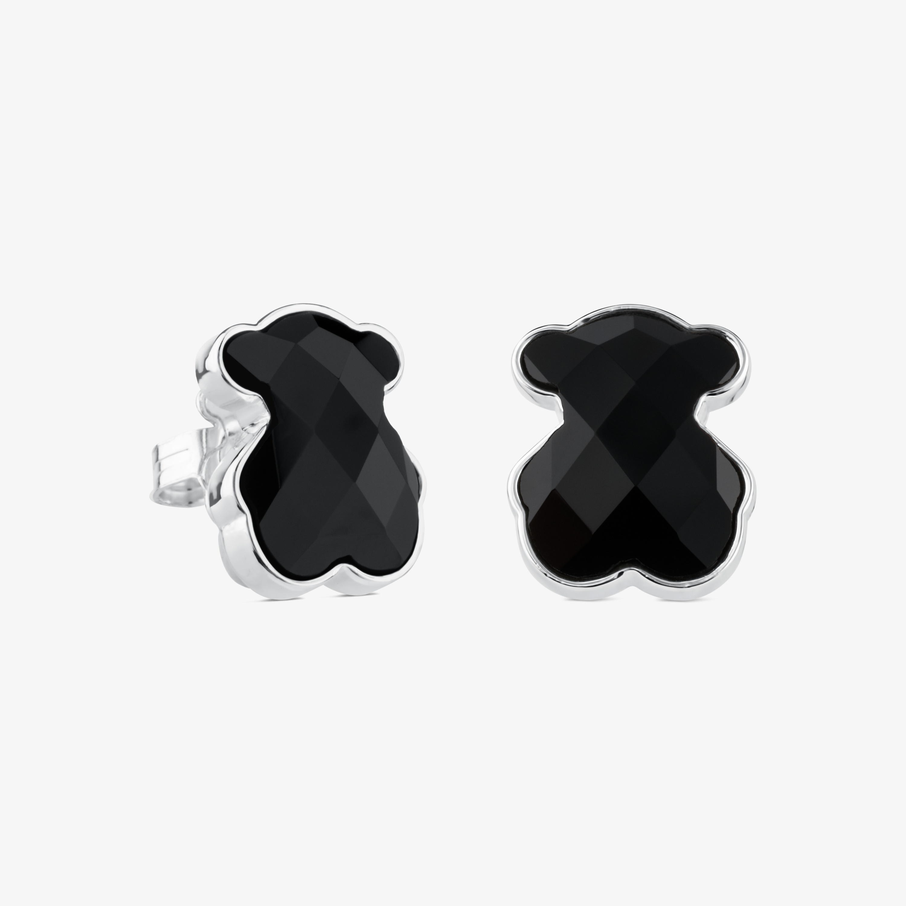 Silver TOUS Color Earrings with faceted onyx