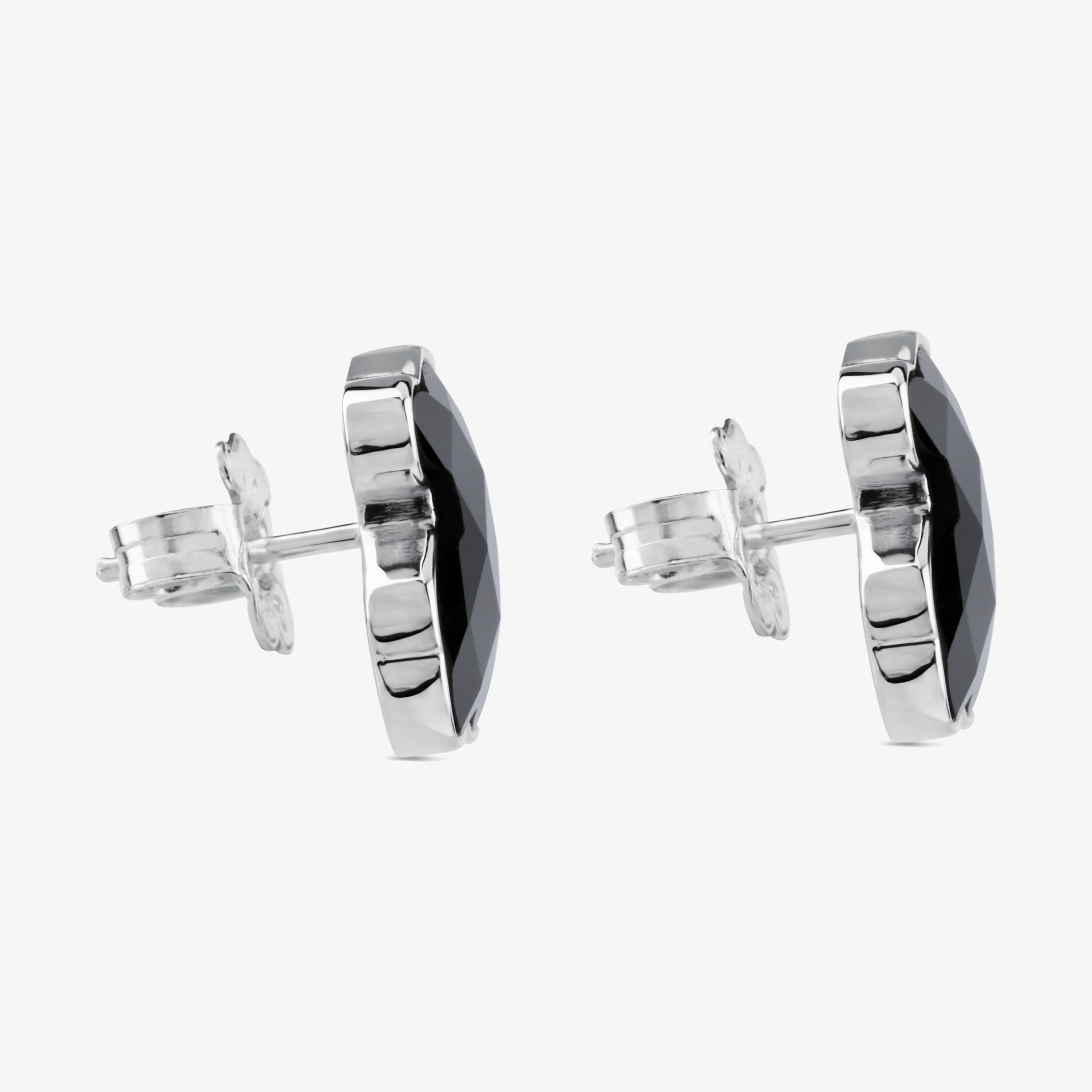 Silver TOUS Color Earrings with faceted onyx
