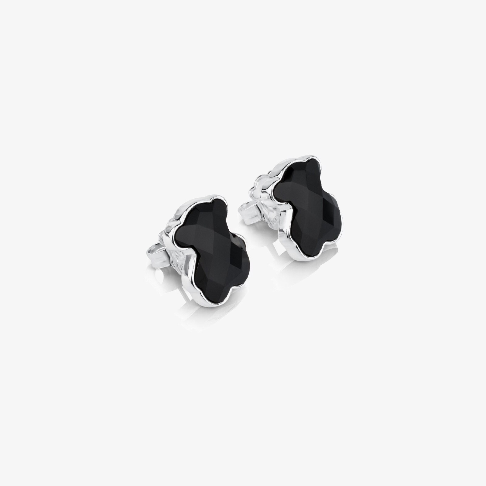 Silver TOUS Color Earrings with faceted onyx