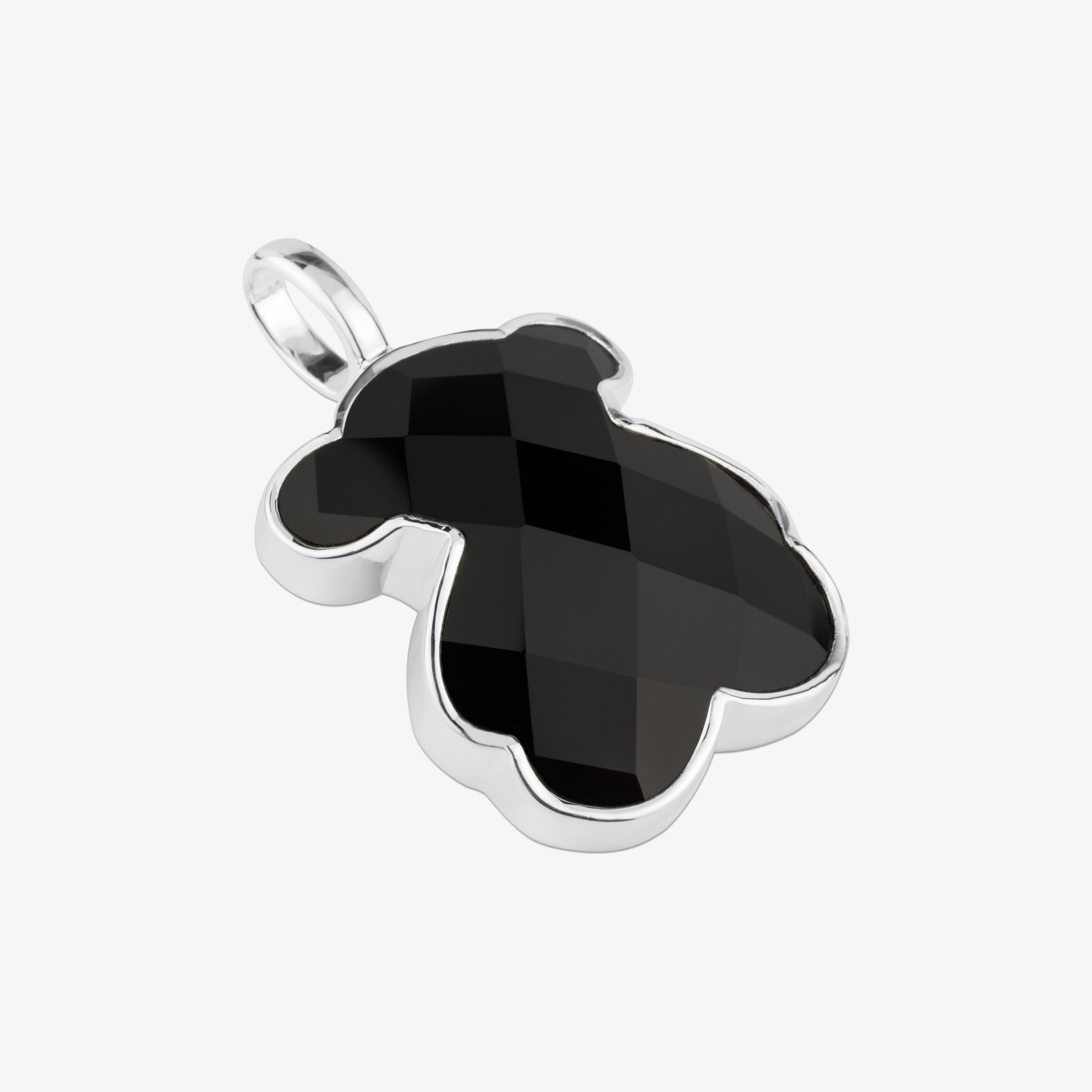 Silver TOUS Color Pendant with faceted onyx 3,3cm.