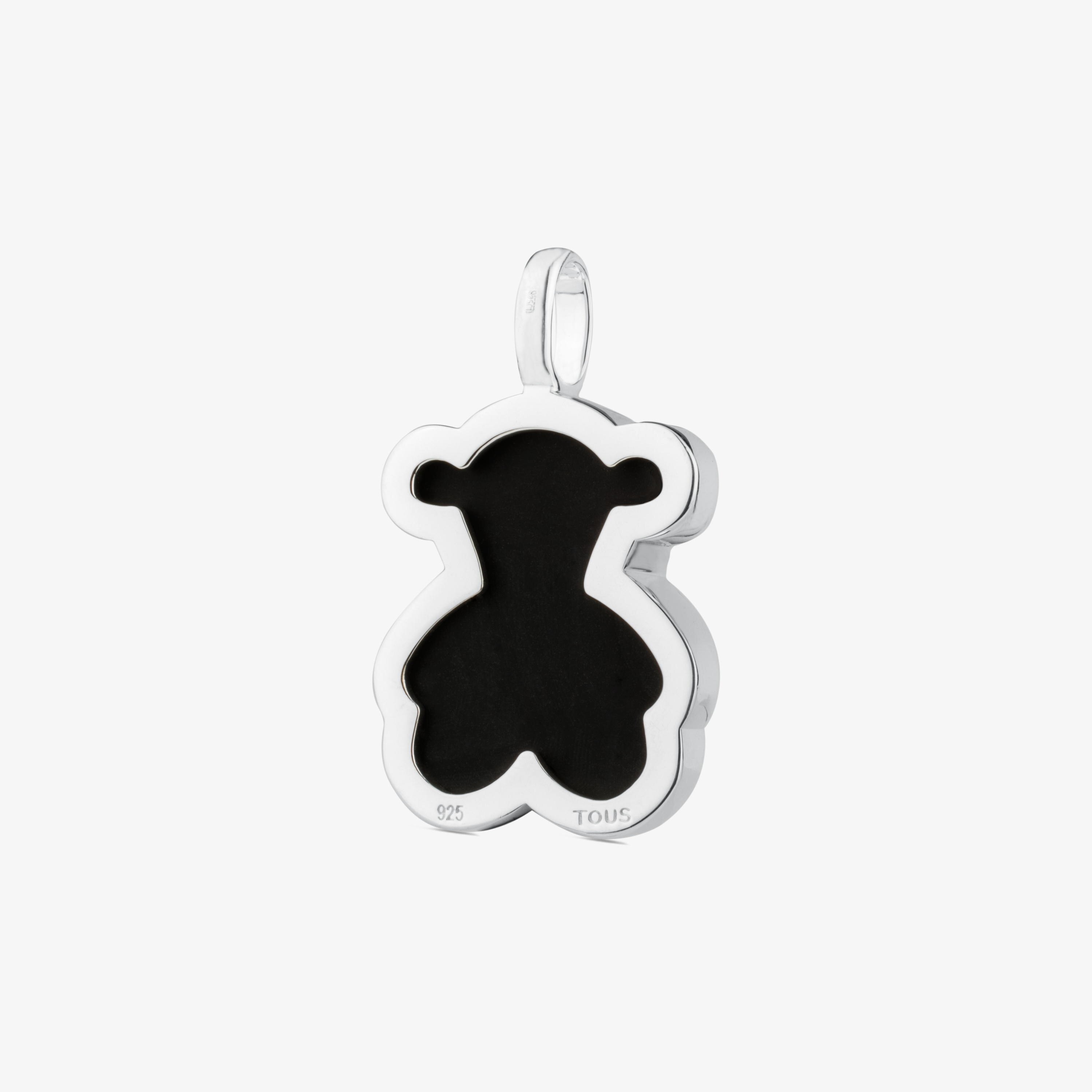 Silver TOUS Color Pendant with faceted onyx 3,3cm.