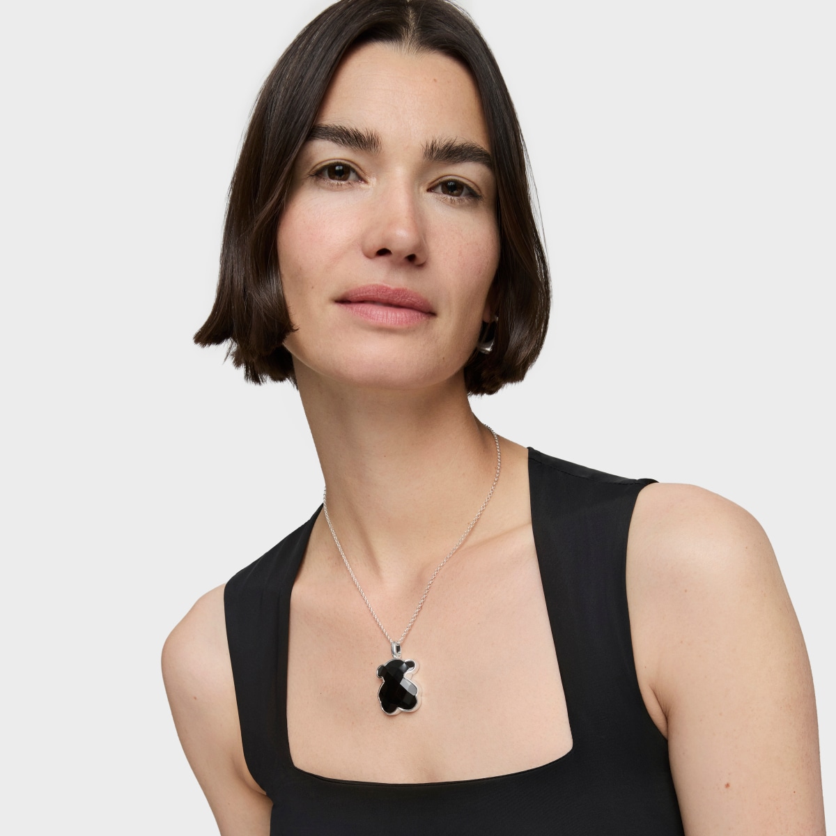 Silver TOUS Color Pendant with faceted onyx 3,3cm