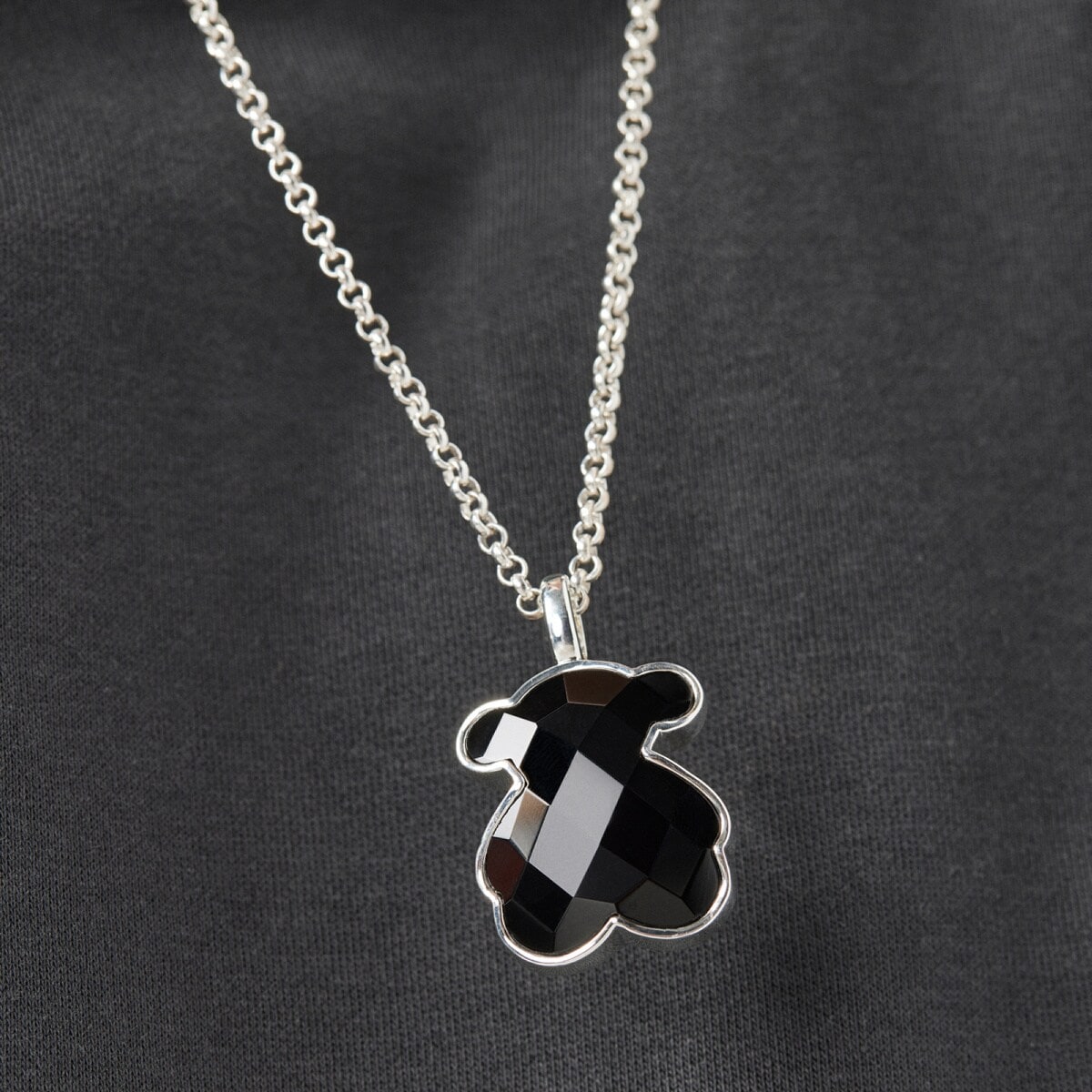 Silver TOUS Color Pendant with faceted onyx 3,3cm
