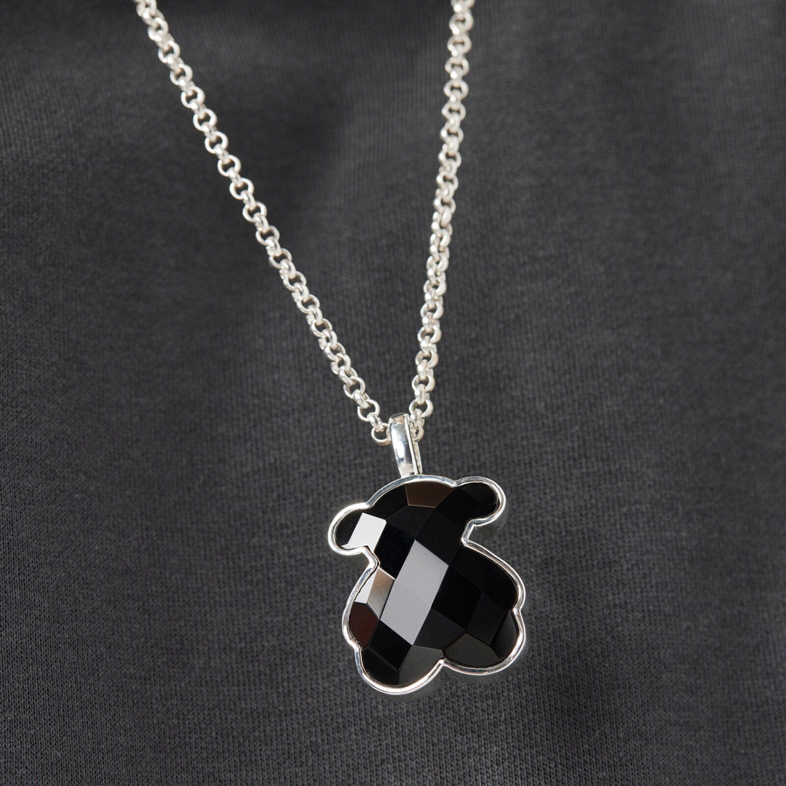Silver TOUS Color Pendant with faceted onyx 3,3cm