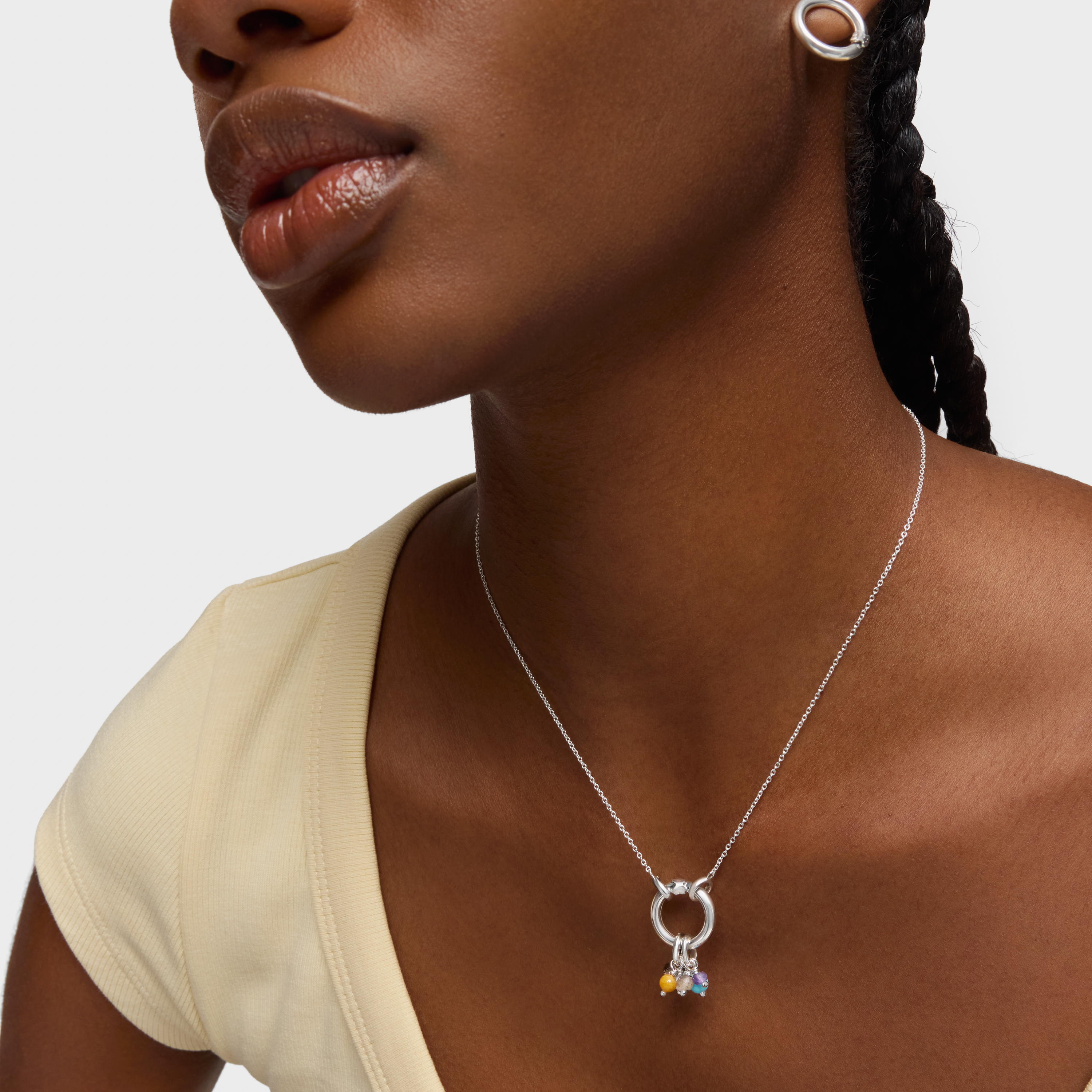 Silver Hold Rings with Gemstones