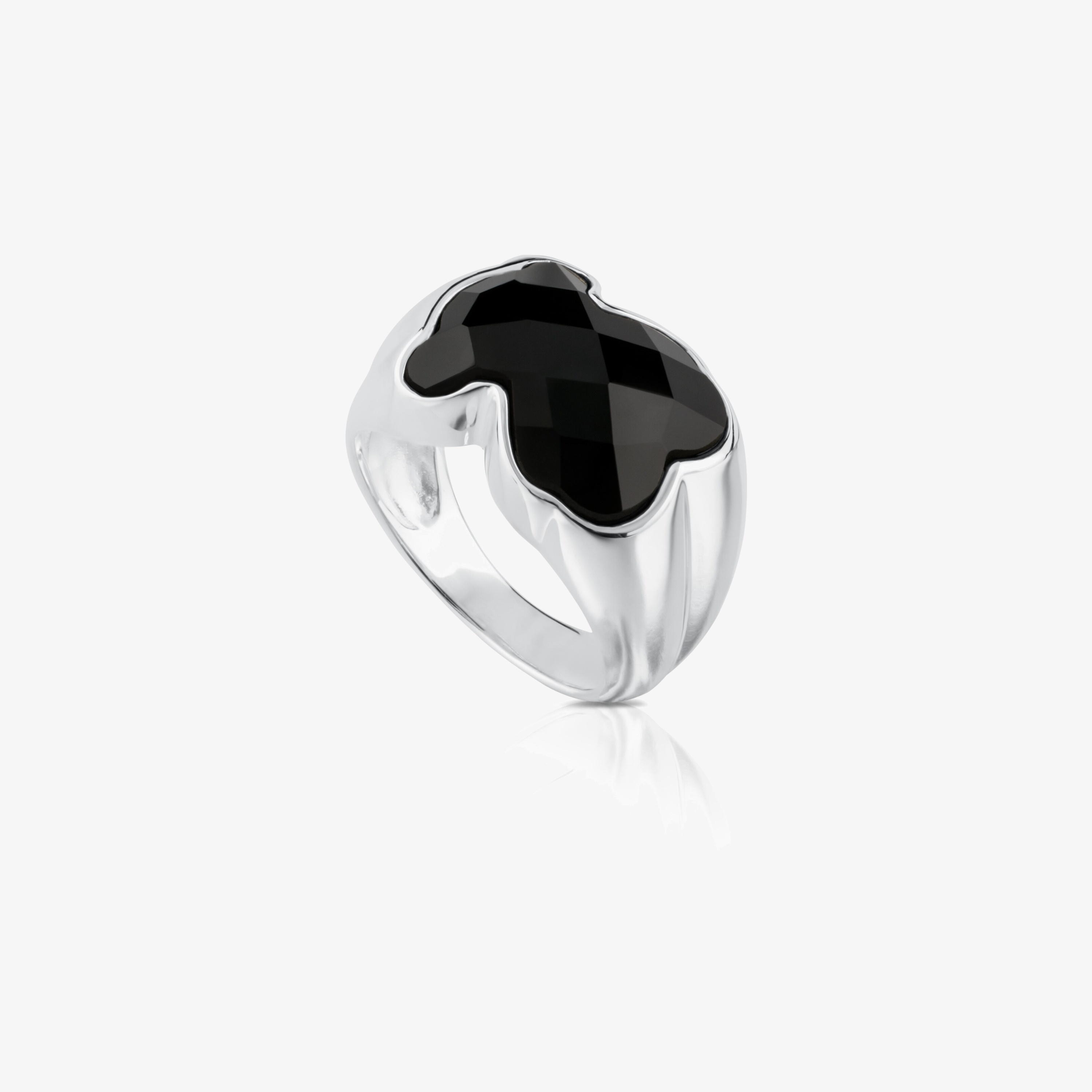 Silver TOUS Color Ring with faceted Onyx 1,3cm.