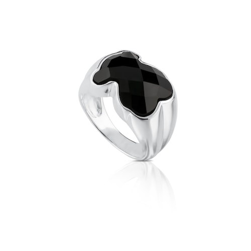 Silver TOUS Color Ring with faceted Onyx 1,3cm