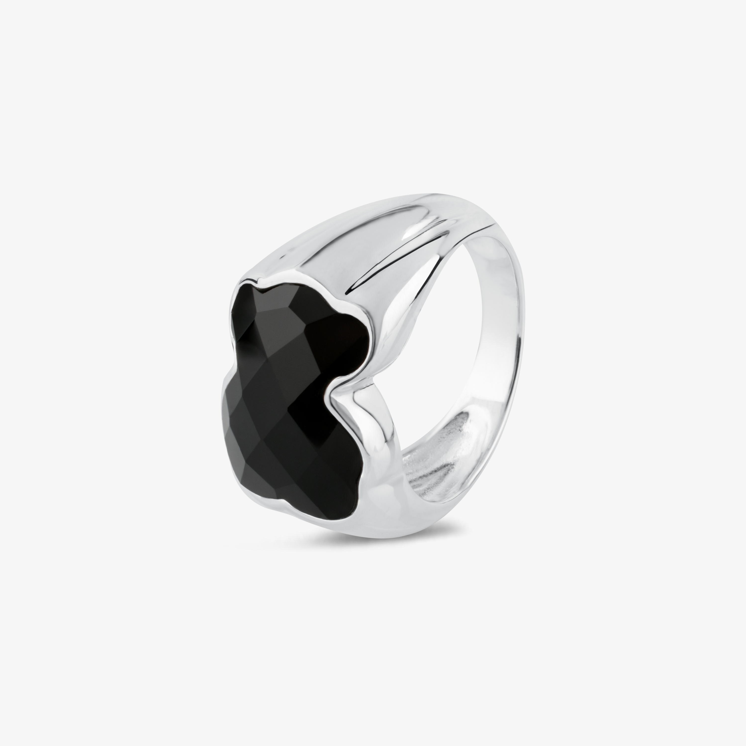 Silver TOUS Color Ring with faceted Onyx 1,3cm.