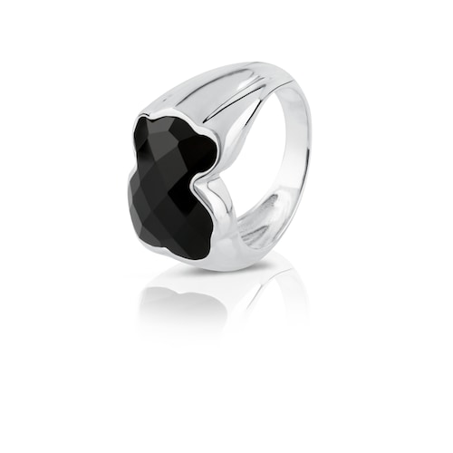Silver TOUS Color Ring with faceted Onyx 1,3cm
