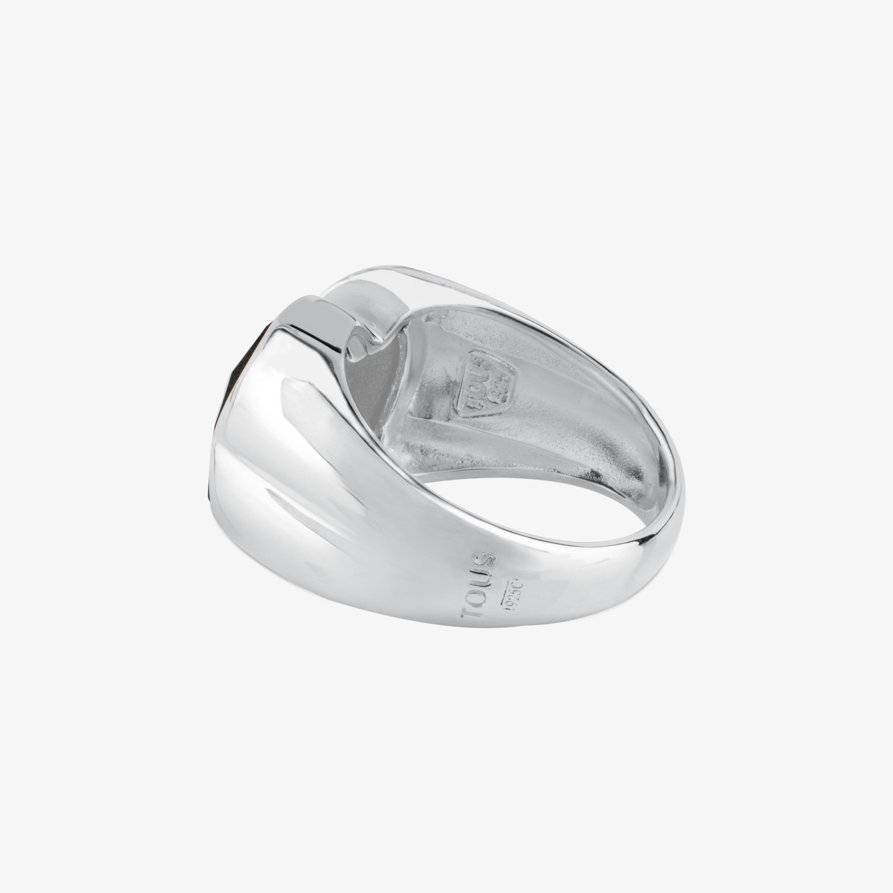 Silver TOUS Color Ring with faceted Onyx 1,3cm.