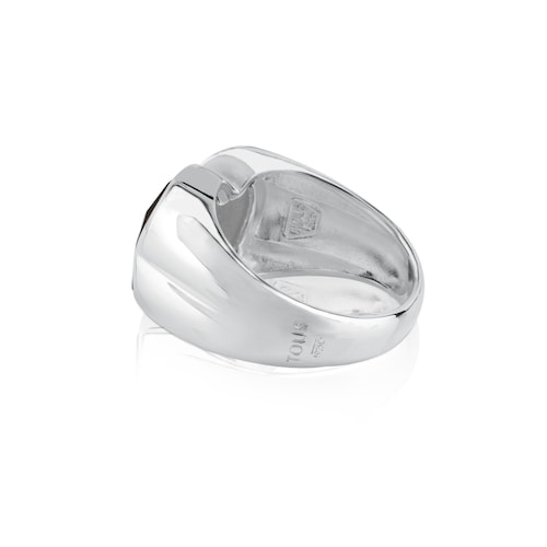 Silver TOUS Color Ring with faceted Onyx 1,3cm