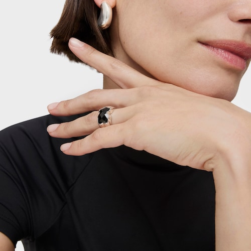 Silver TOUS Color Ring with faceted Onyx 1,3cm