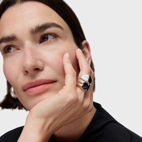 Silver TOUS Color Ring with faceted Onyx 1,3cm