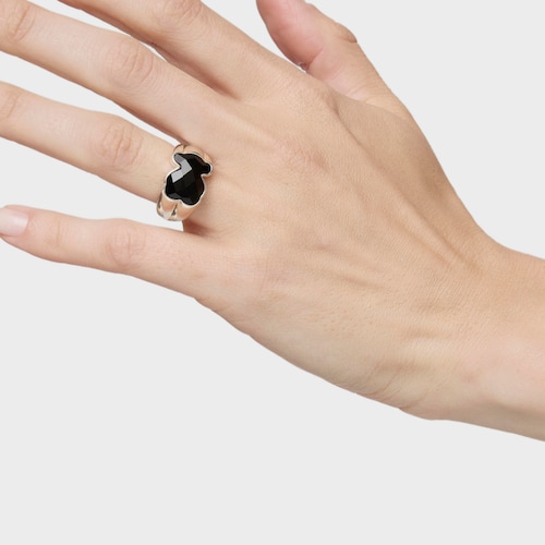 Silver TOUS Color Ring with faceted Onyx 1,3cm