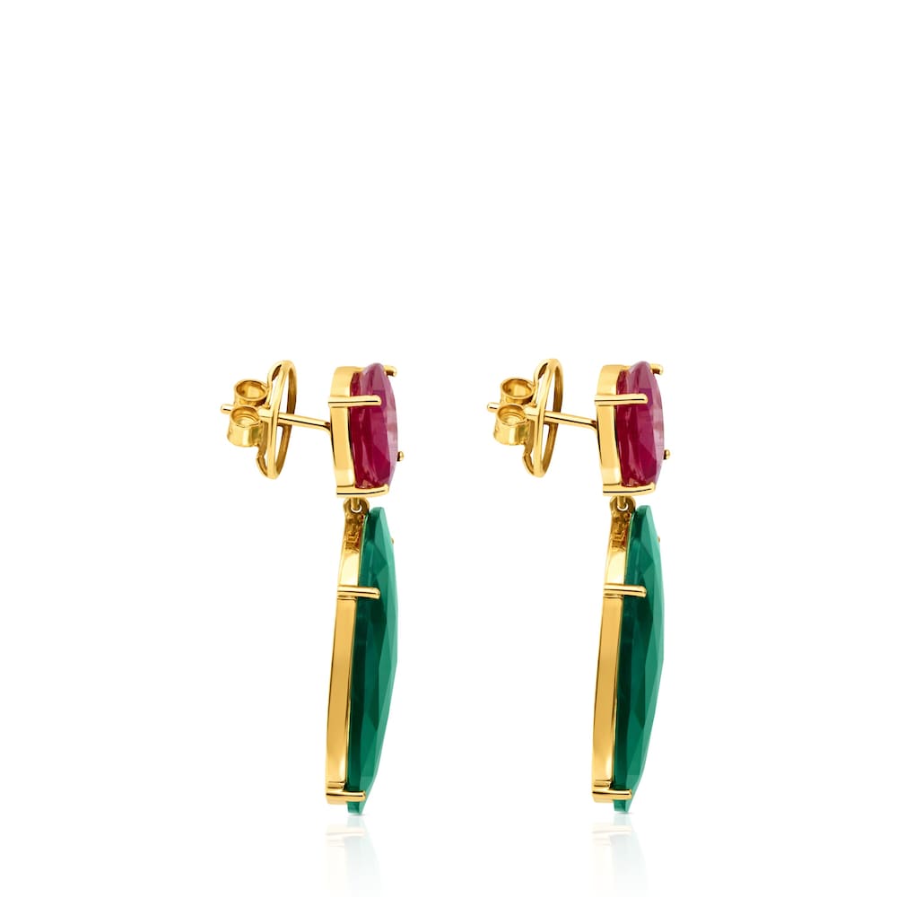 ATELIER Best Sellers Earrings in Gold with Ruby and Chrysoprase