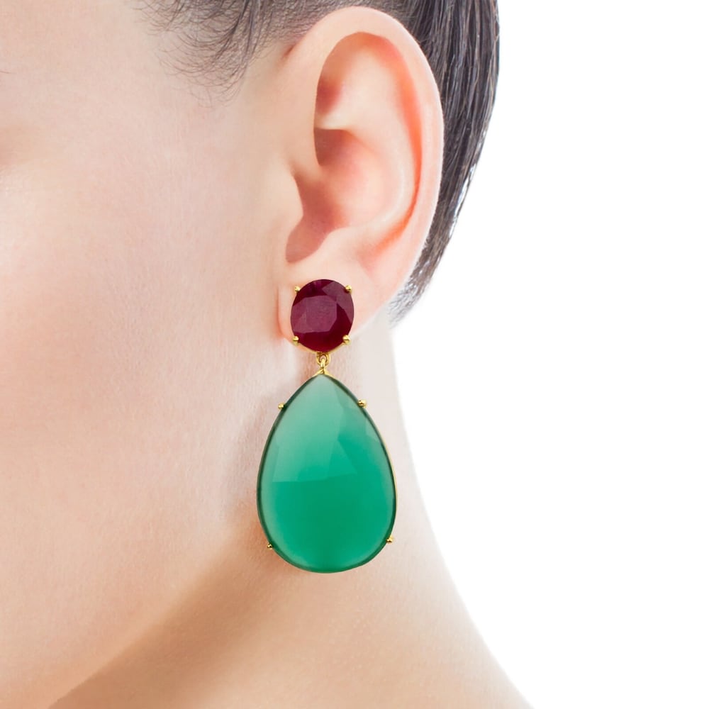 ATELIER Best Sellers Earrings in Gold with Ruby and Chrysoprase