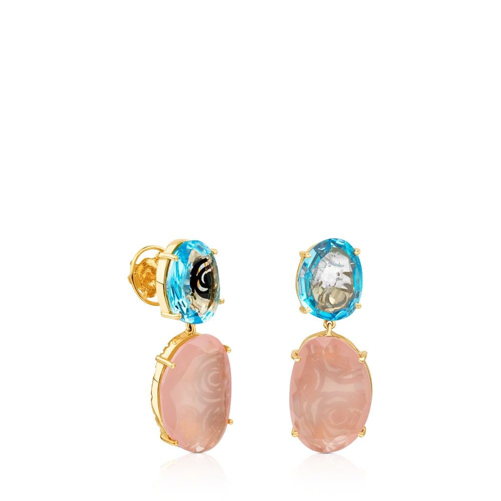 Pendientes ATELIER Color de oro con topacio y cuarzo