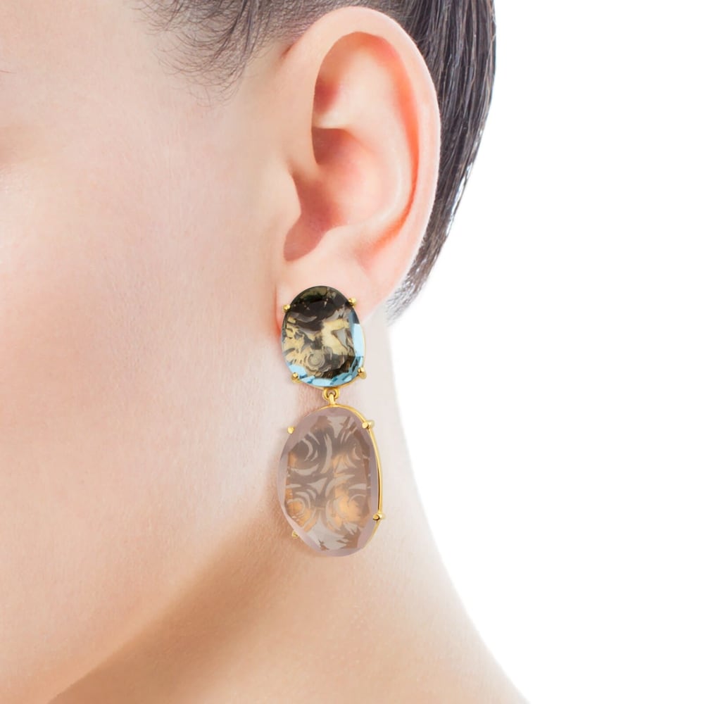 Pendientes ATELIER Color de oro con topacio y cuarzo
